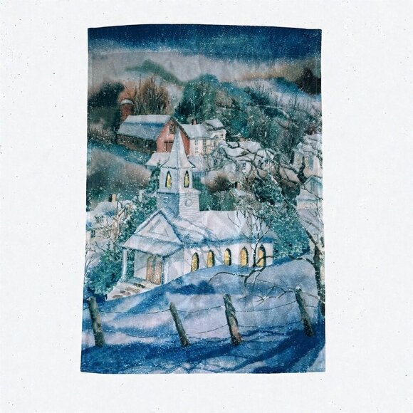 Toland Other - Winter Scene Toland Garden Flag Snowy Church Design Polyester 28" X 40"